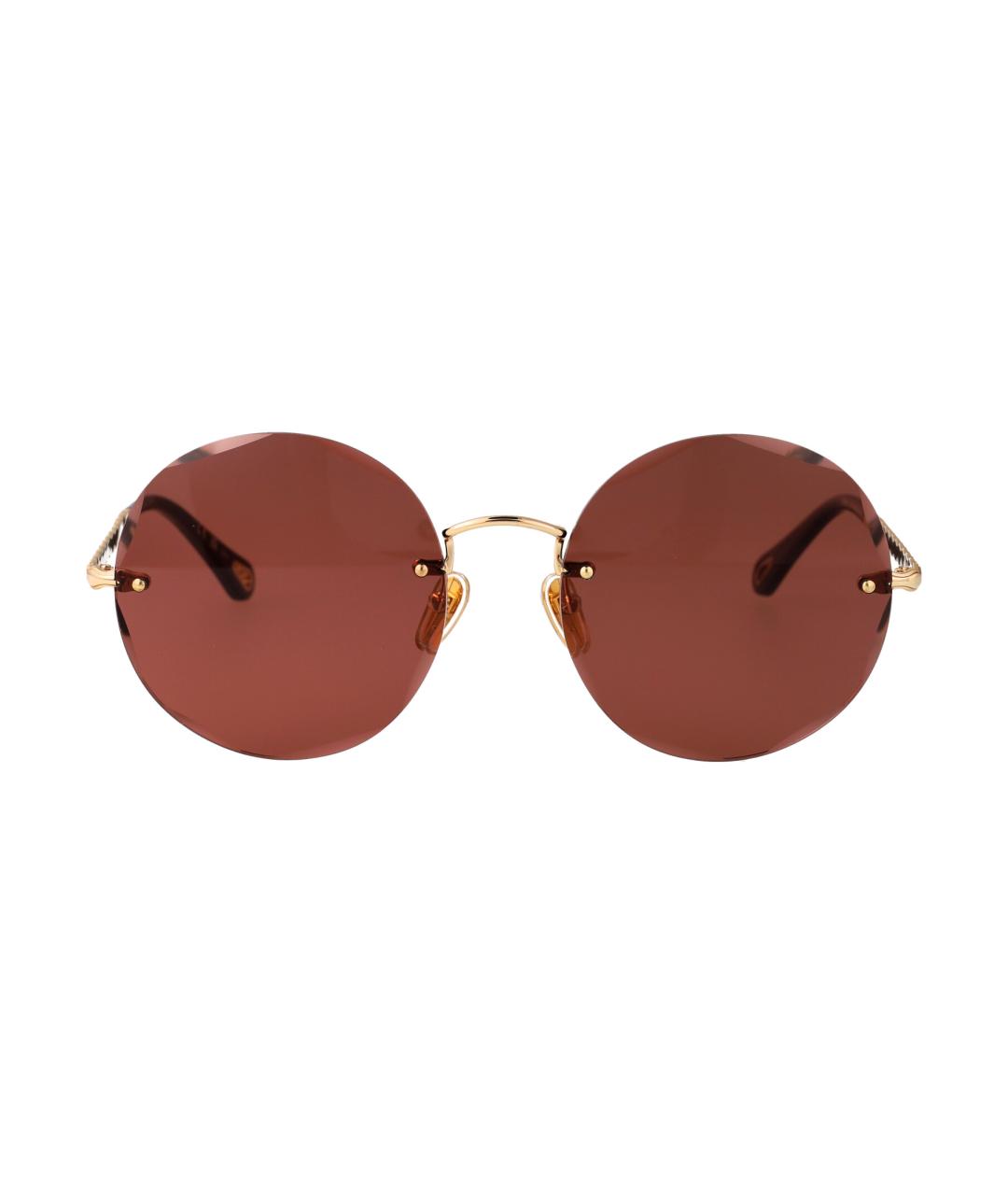 CHLOE Золотые металлические солнцезащитные очки, фото 2