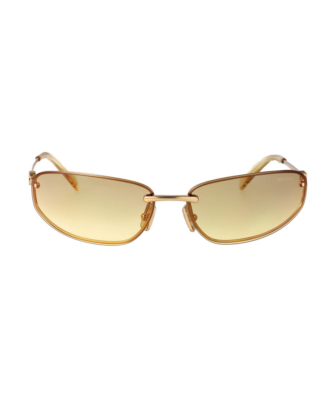 MIU MIU Золотые металлические солнцезащитные очки, фото 2