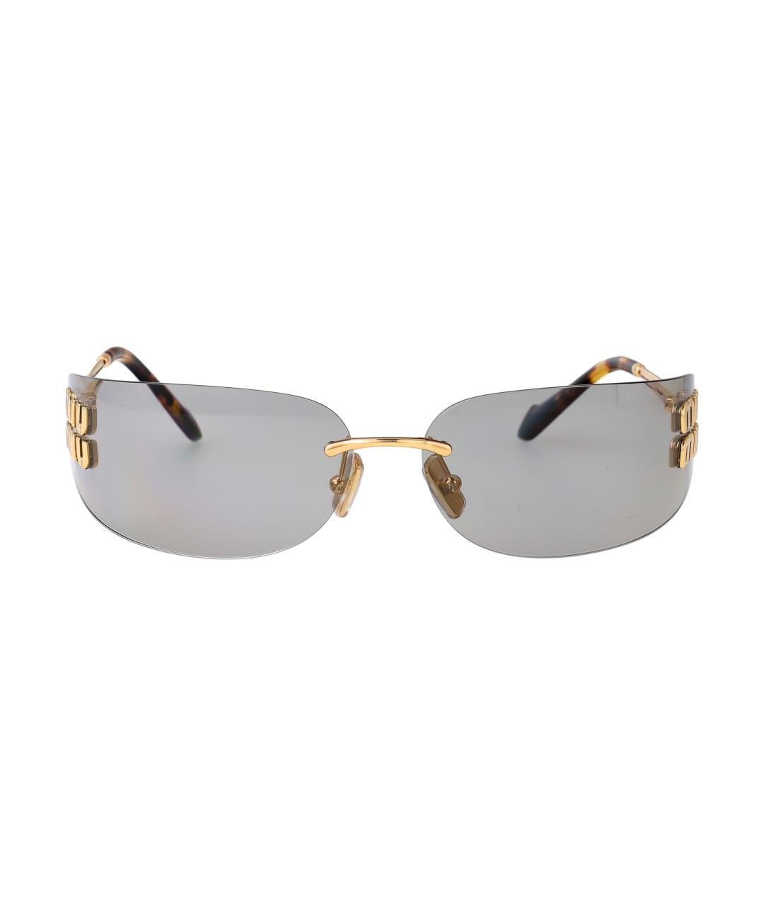 MIU MIU Золотые металлические солнцезащитные очки, фото 2