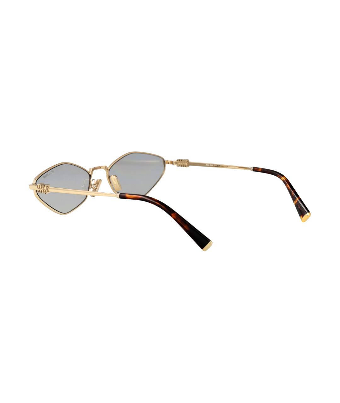MIU MIU Золотые металлические солнцезащитные очки, фото 4