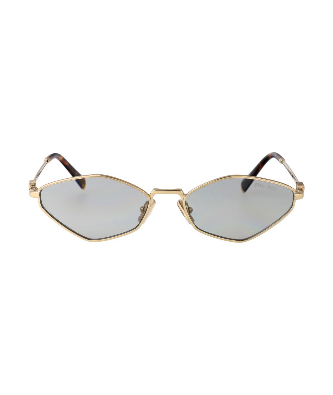 MIU MIU Золотые металлические солнцезащитные очки, фото 2