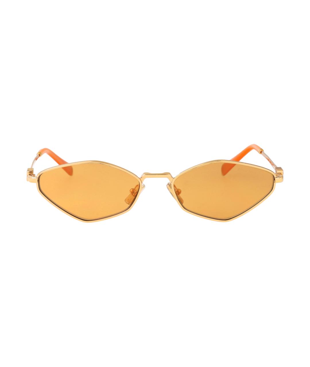 MIU MIU Золотые металлические солнцезащитные очки, фото 2