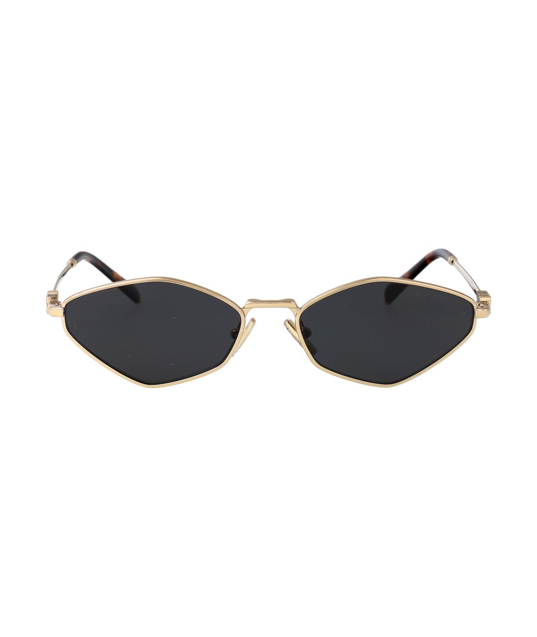 MIU MIU Золотые металлические солнцезащитные очки, фото 2