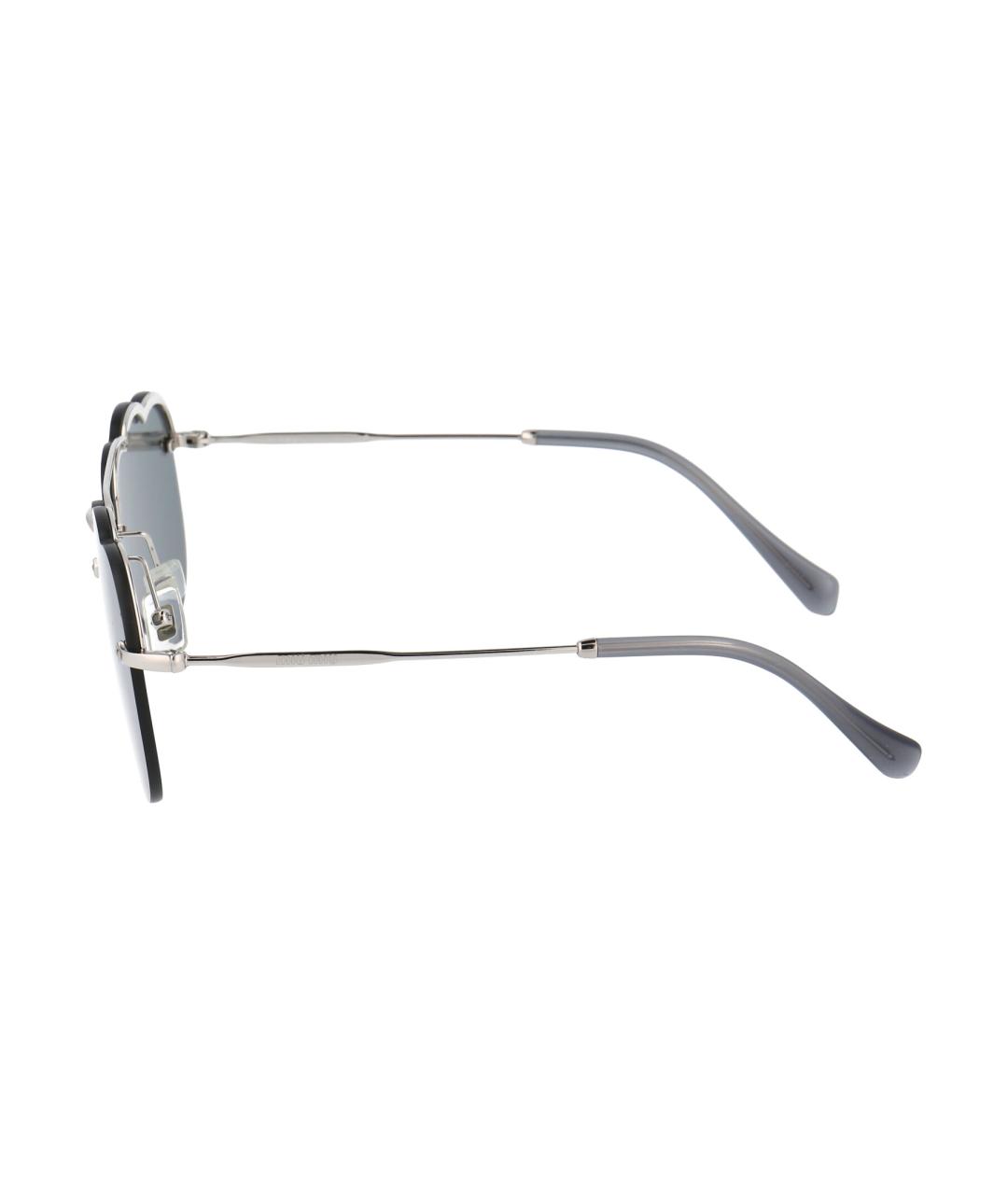 MIU MIU Серебряные металлические солнцезащитные очки, фото 3