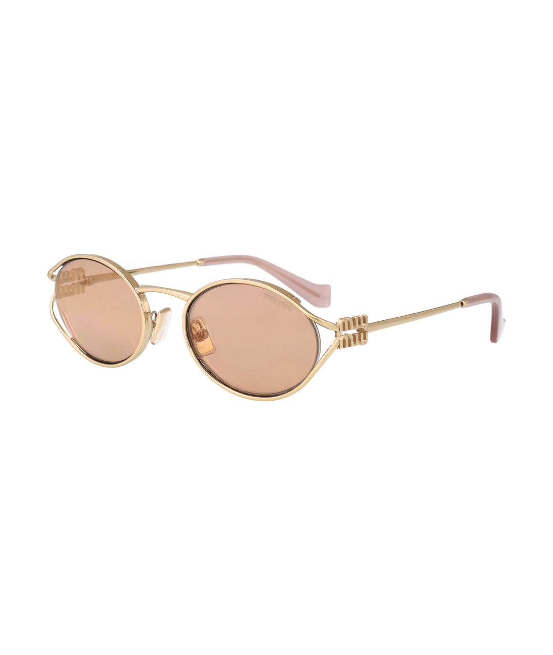 MIU MIU Золотые металлические солнцезащитные очки, фото 1