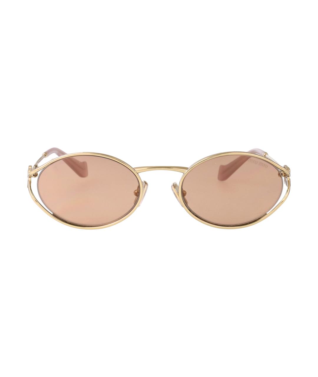MIU MIU Золотые металлические солнцезащитные очки, фото 2
