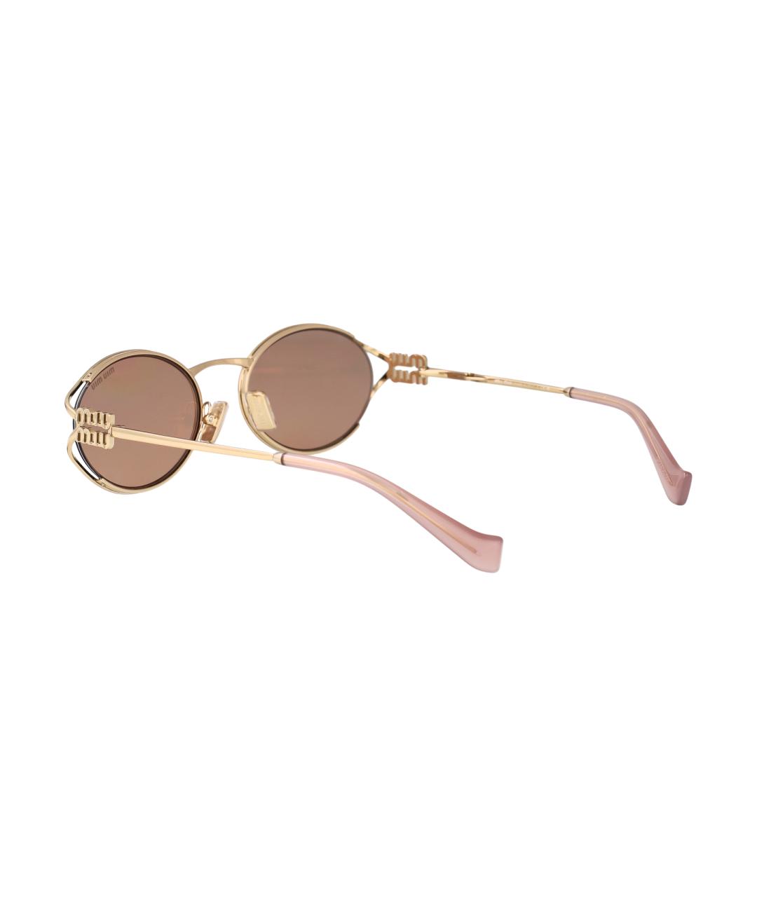 MIU MIU Золотые металлические солнцезащитные очки, фото 4
