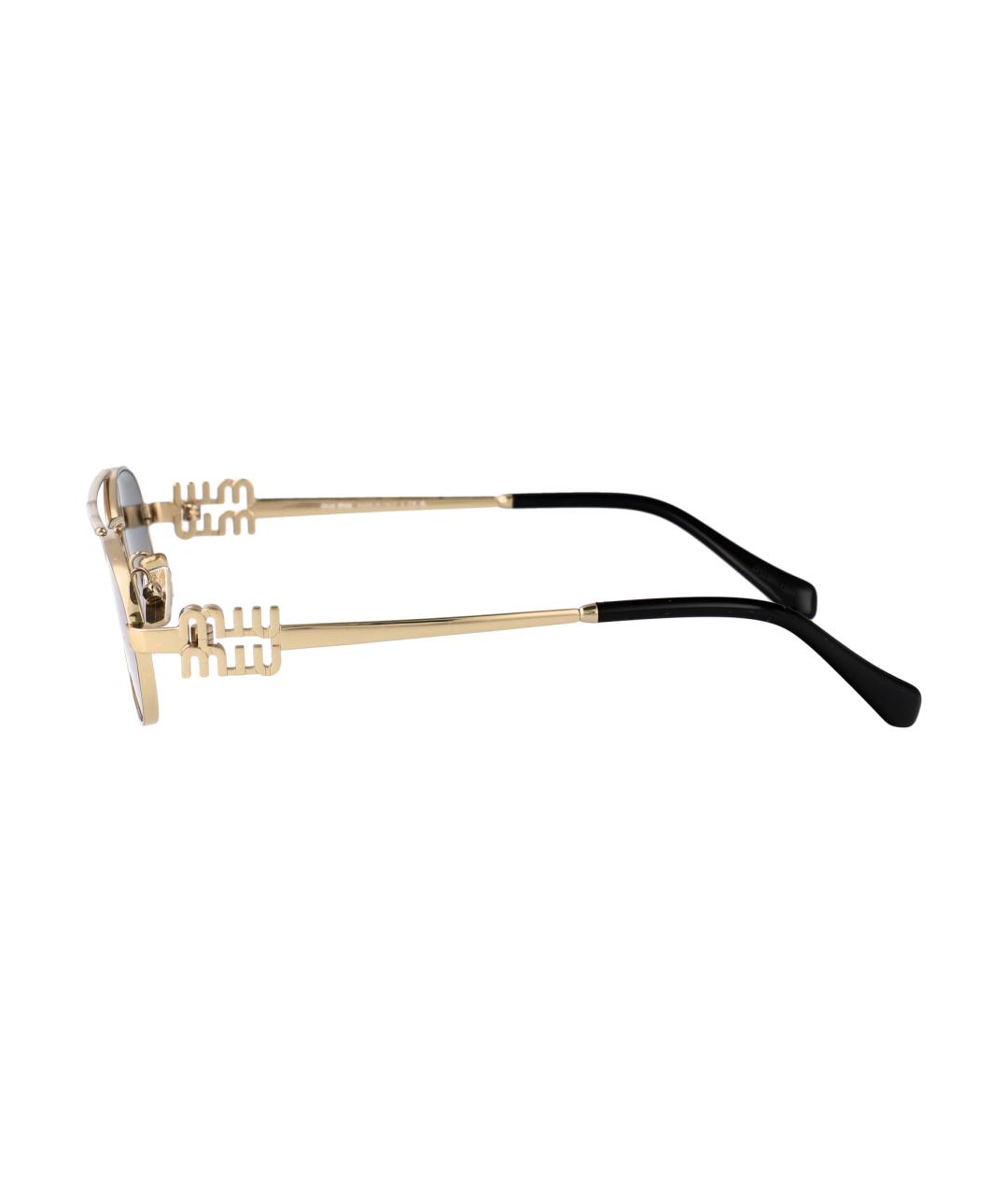 MIU MIU Золотые металлические солнцезащитные очки, фото 3