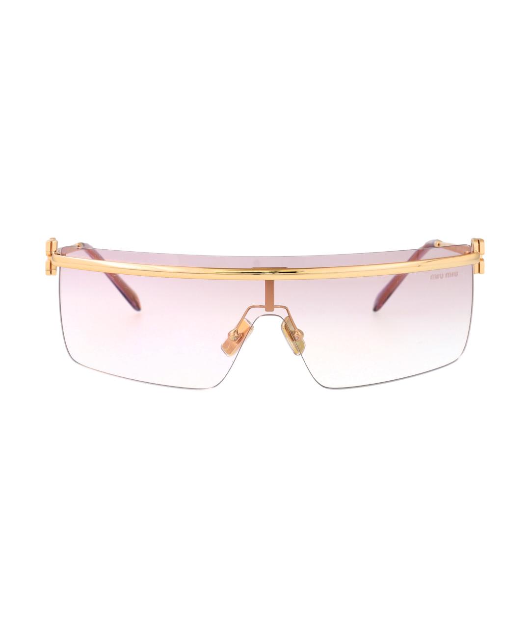 MIU MIU Золотые металлические солнцезащитные очки, фото 1