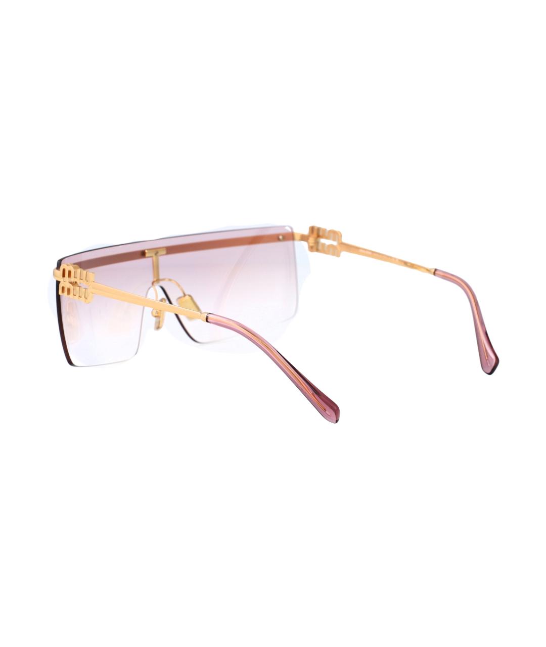 MIU MIU Золотые металлические солнцезащитные очки, фото 4