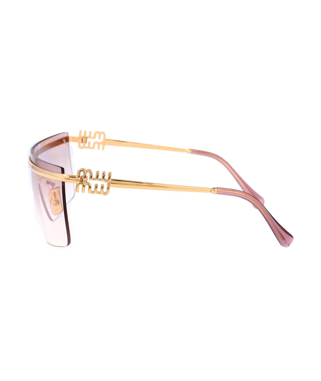 MIU MIU Золотые металлические солнцезащитные очки, фото 3