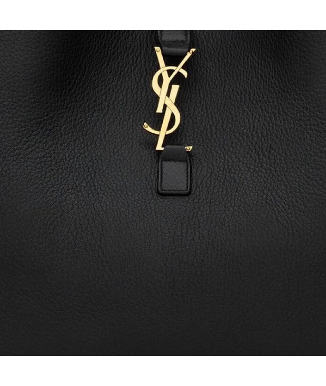 SAINT LAURENT Черная кожаная сумка тоут, фото 6