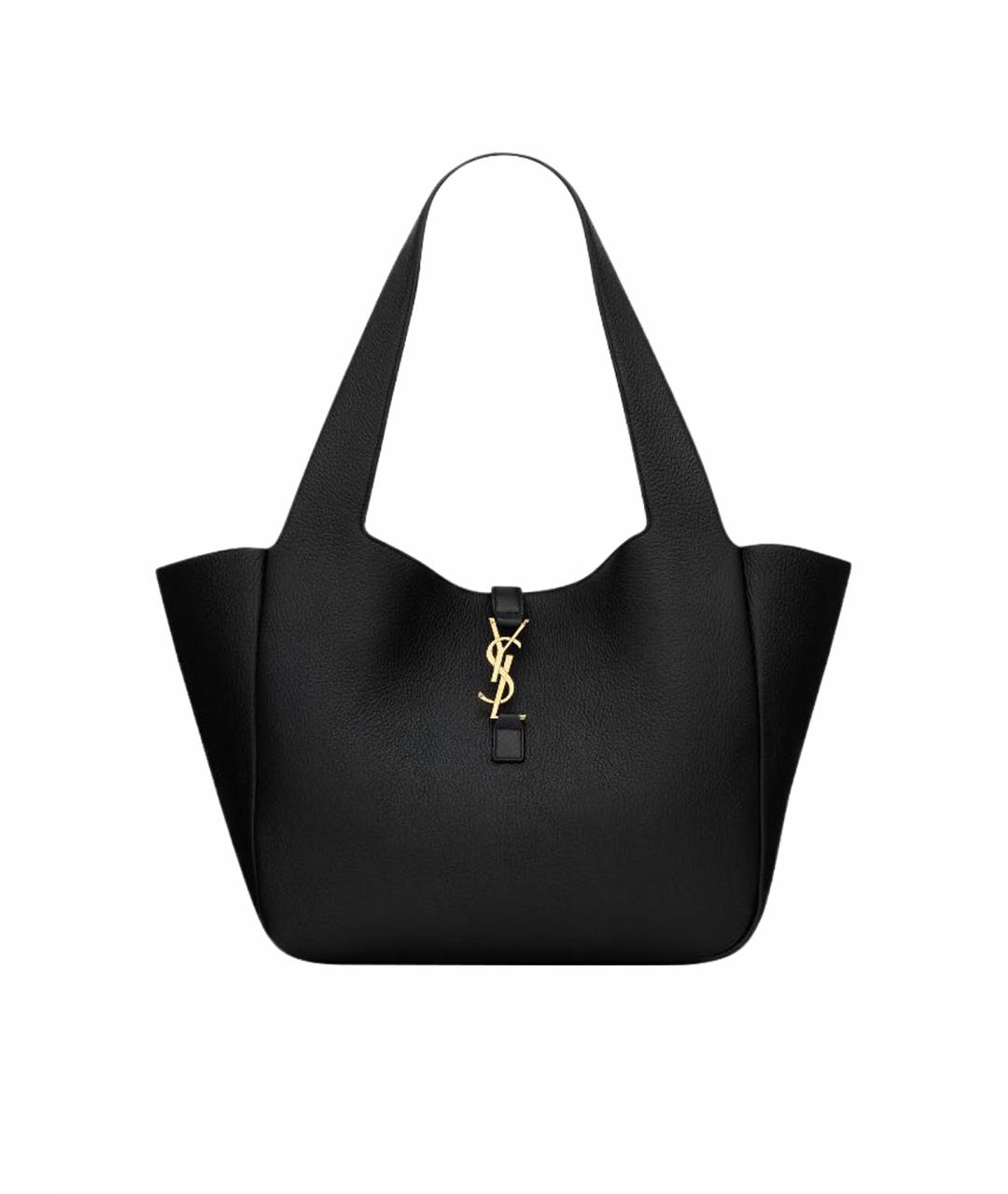 SAINT LAURENT Черная кожаная сумка тоут, фото 1