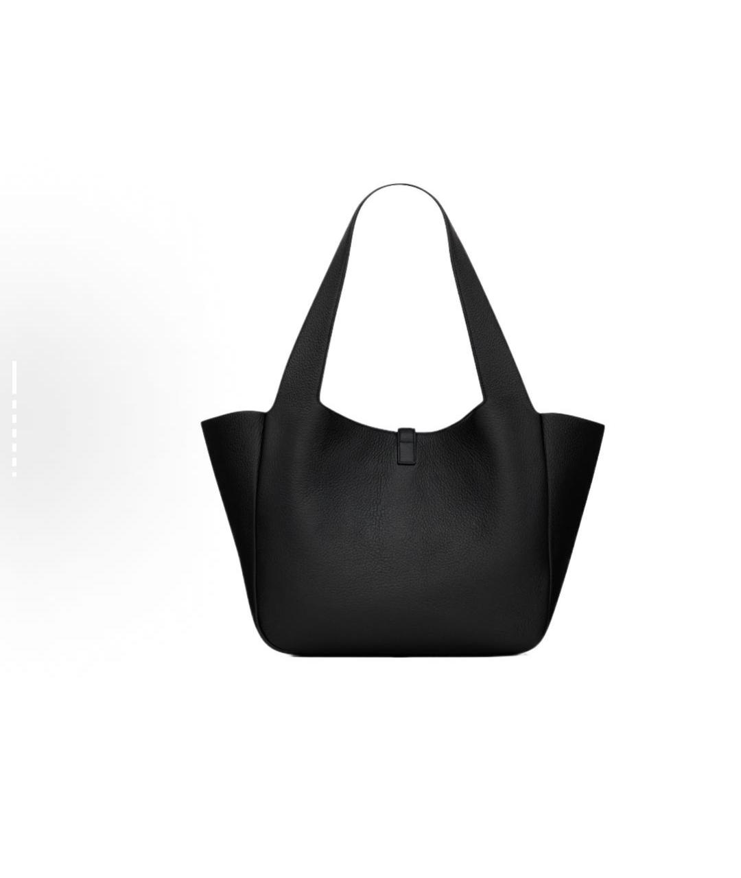 SAINT LAURENT Черная кожаная сумка тоут, фото 5