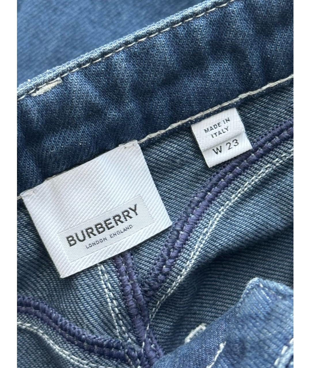 BURBERRY Синие хлопковые джинсы слим, фото 3