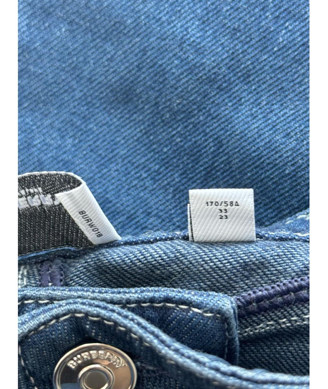 BURBERRY Синие хлопковые джинсы слим, фото 4