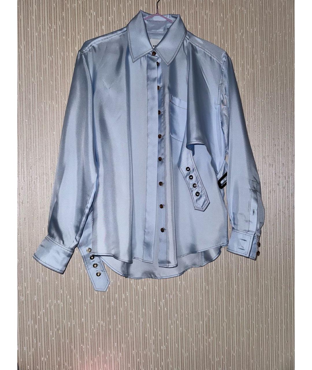 BURBERRY Голубая шелковая рубашка, фото 9