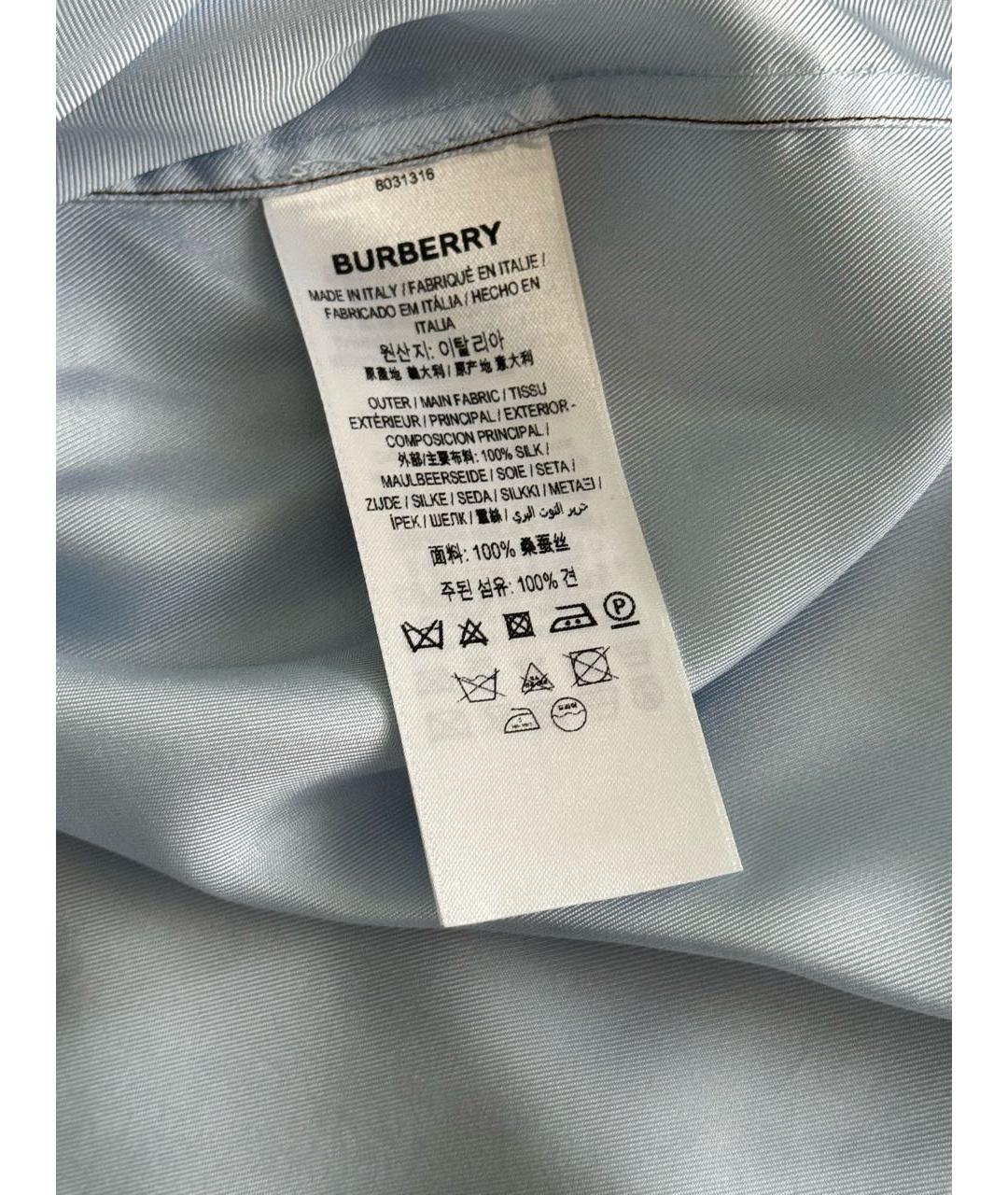 BURBERRY Голубая шелковая рубашка, фото 7
