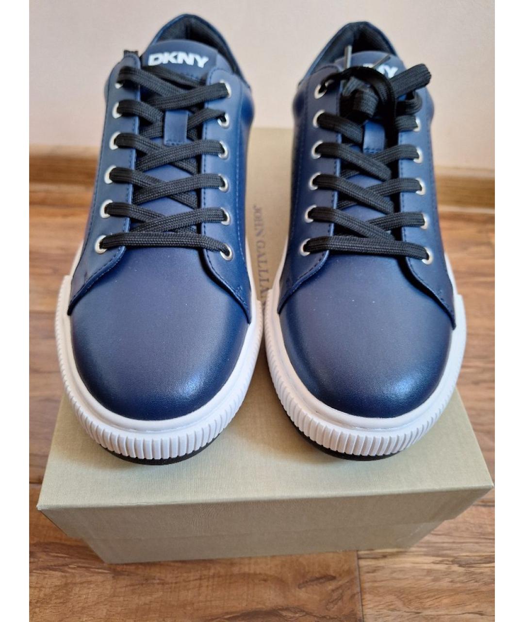 DKNY Темно-синие кожаные низкие кроссовки / кеды, фото 2
