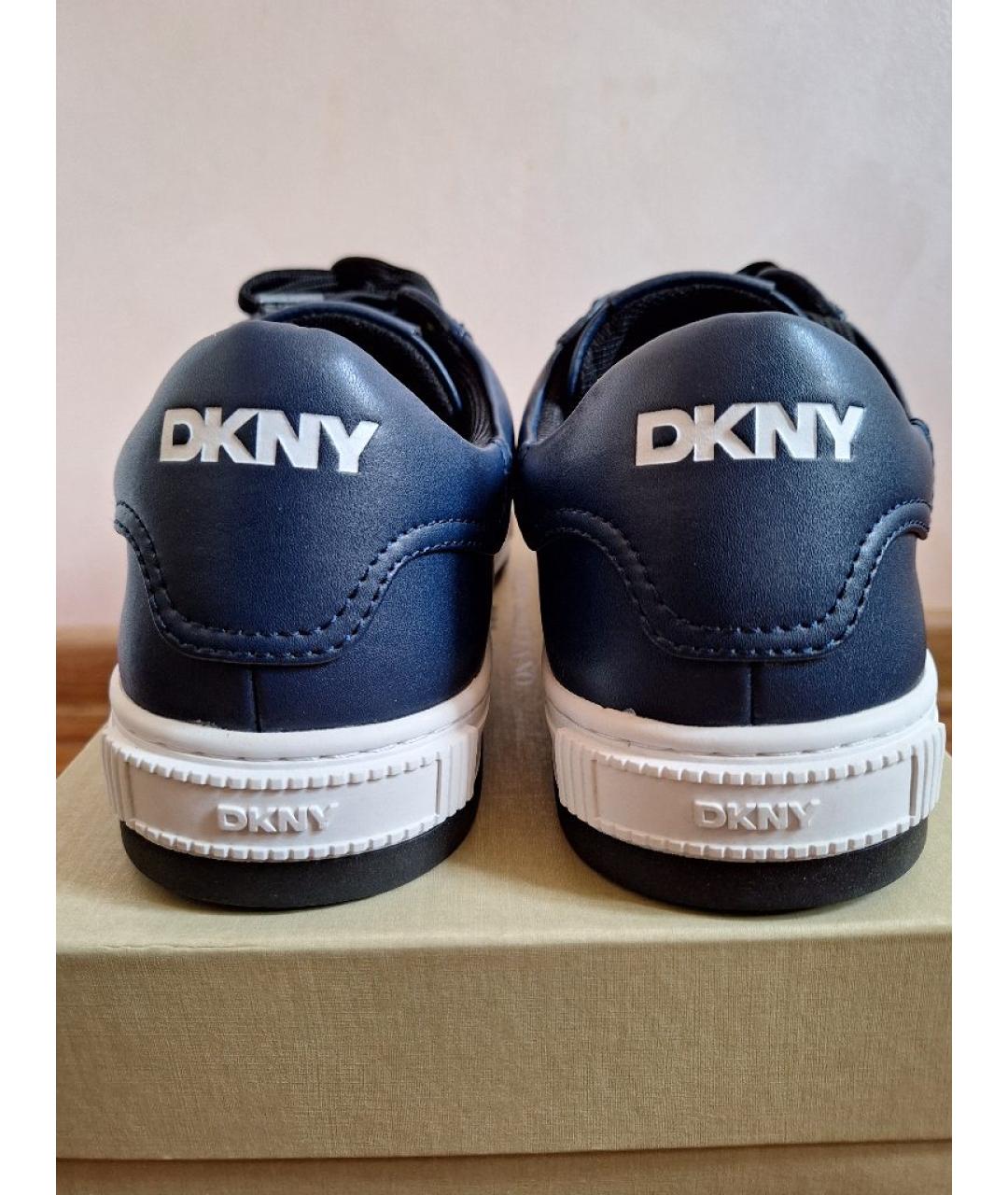 DKNY Темно-синие кожаные низкие кроссовки / кеды, фото 4