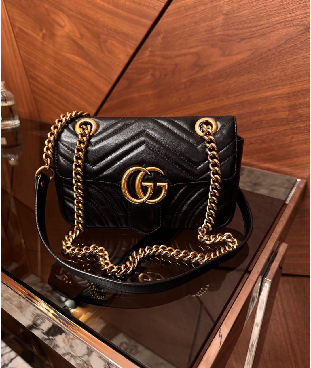 GUCCI Черная кожаная сумка через плечо, фото 5