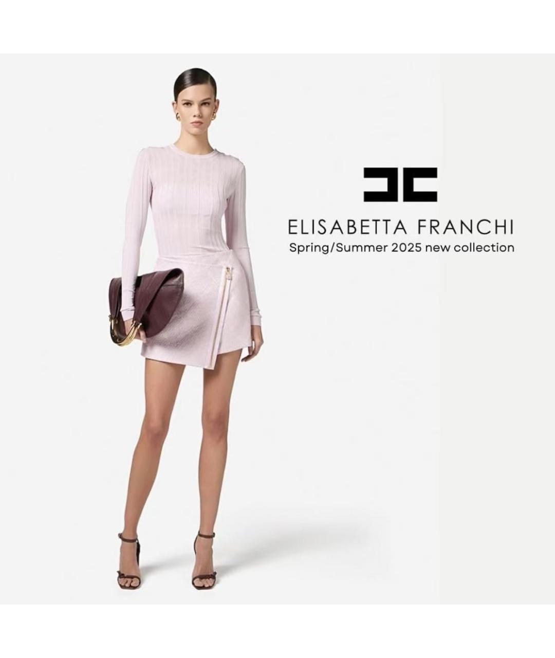 ELISABETTA FRANCHI Розовый полиэстеровый джемпер / свитер, фото 3