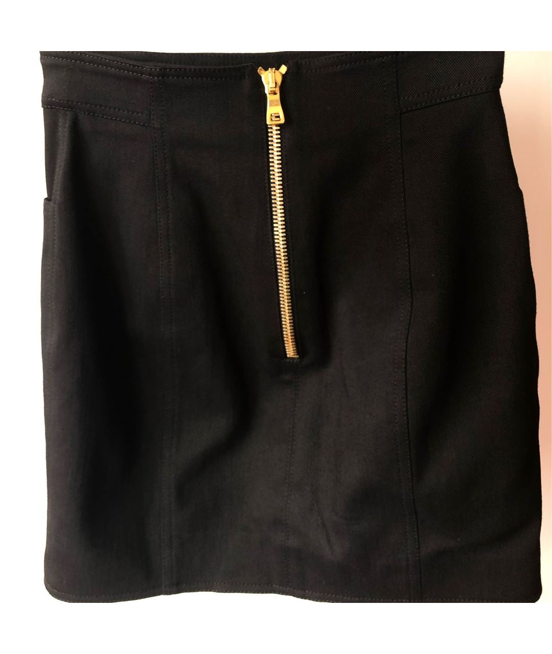 BALMAIN Черная хлопко-эластановая юбка мини, фото 3