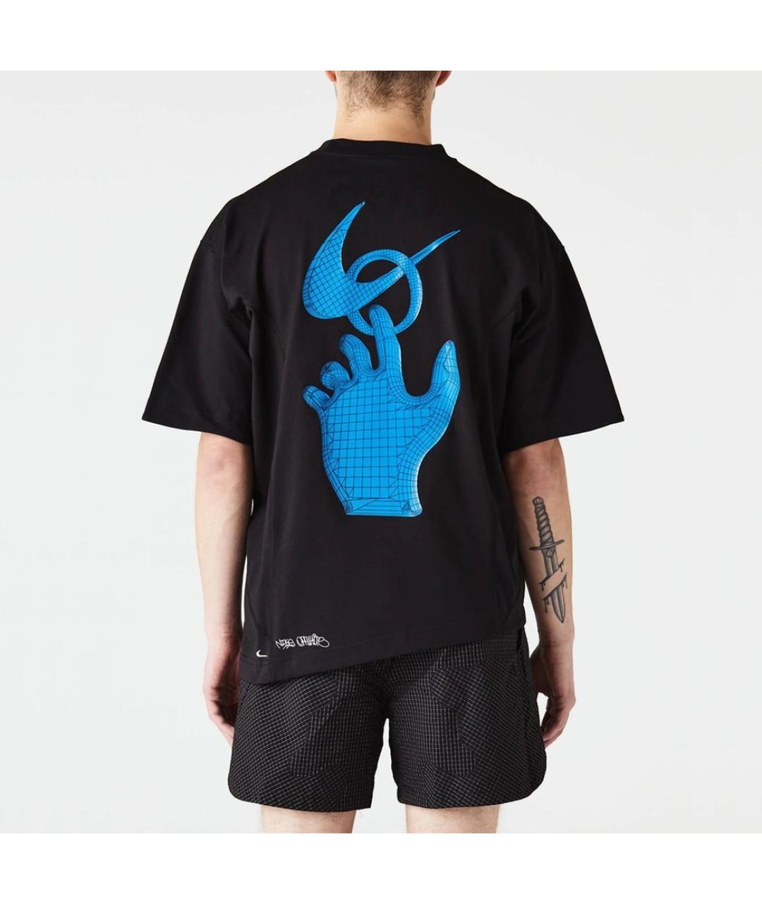 NIKE X OFF-WHITE Черная хлопко-полиэстеровая футболка, фото 9