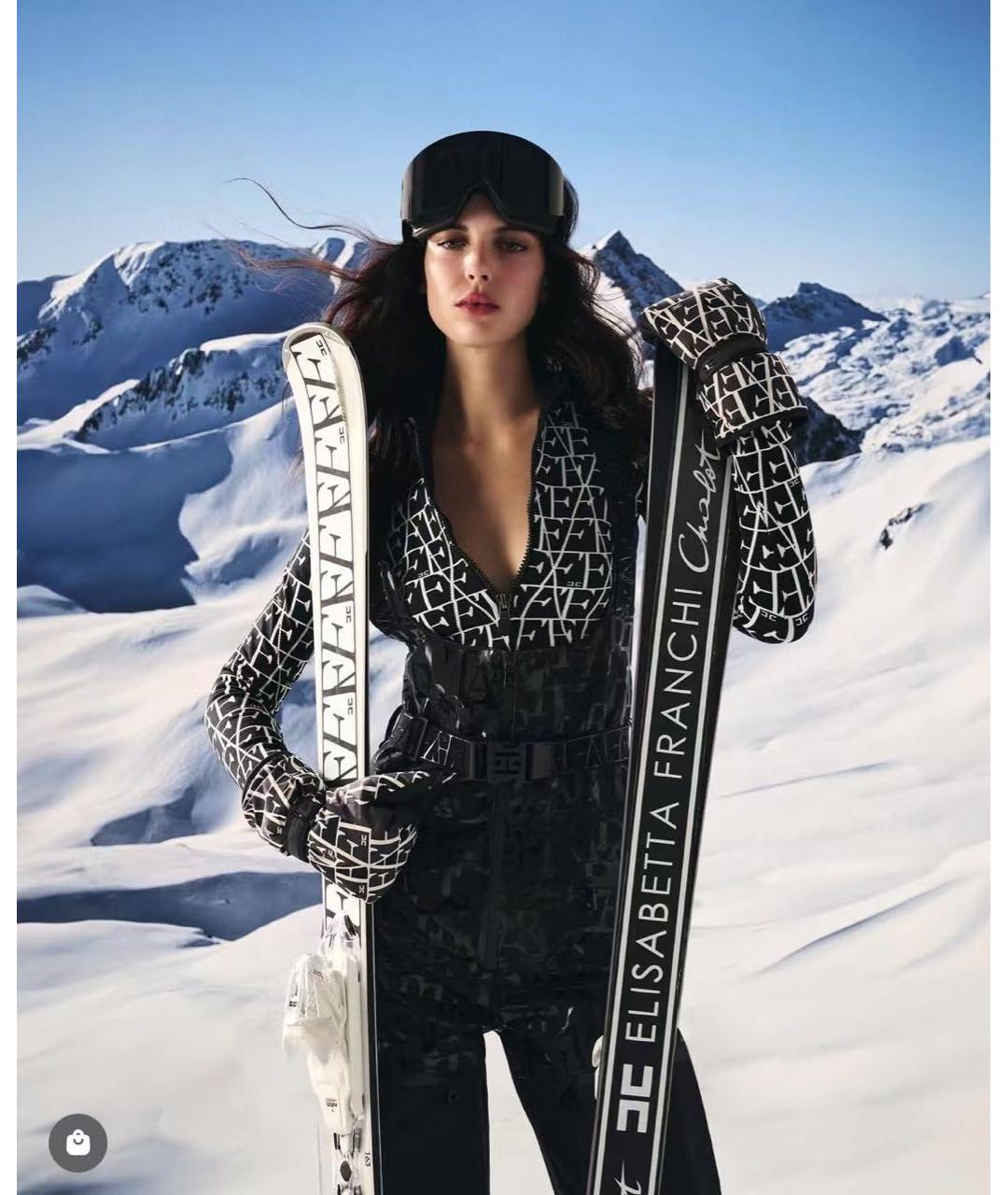 ELISABETTA FRANCHI Черный полиэстеровый комбинезон, фото 6