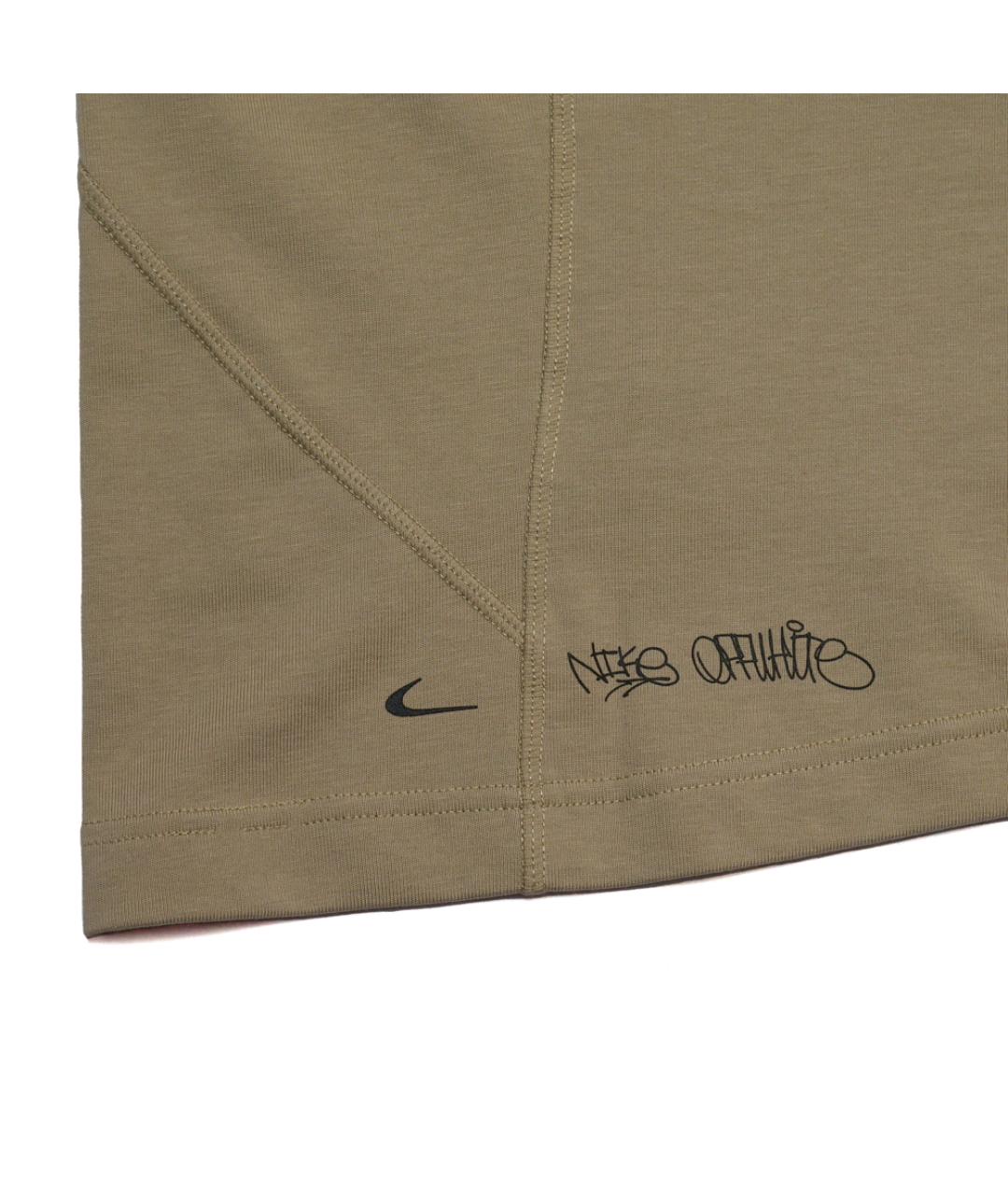 NIKE X OFF-WHITE Бежевая хлопко-полиэстеровая футболка, фото 7