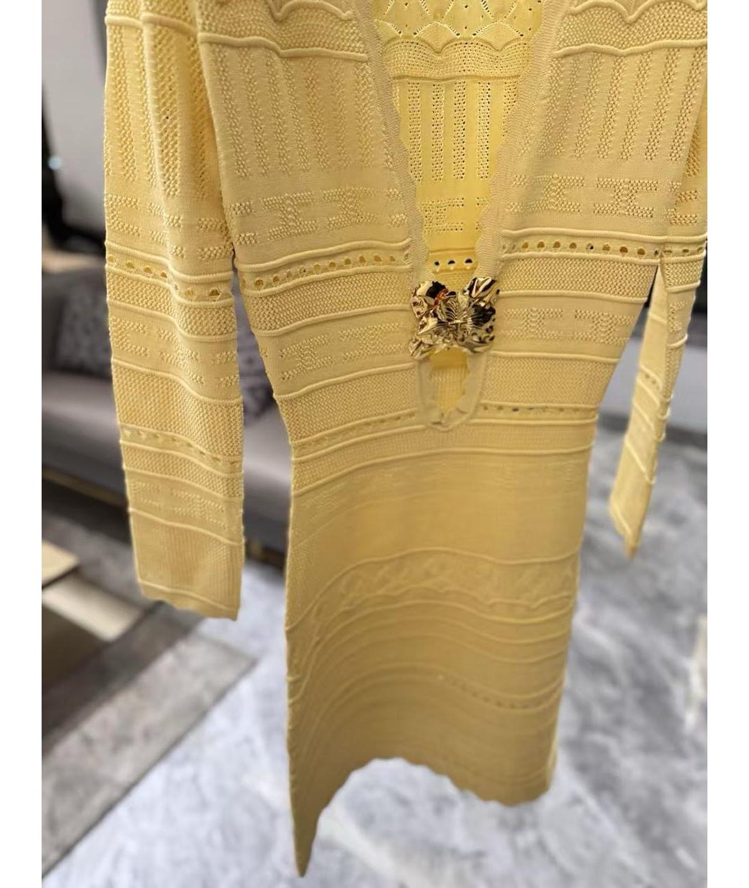 ELISABETTA FRANCHI Желтое вискозное платье, фото 4