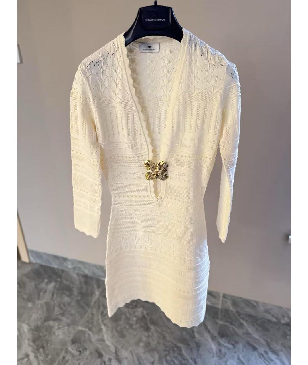 ELISABETTA FRANCHI Белое вискозное платье, фото 4