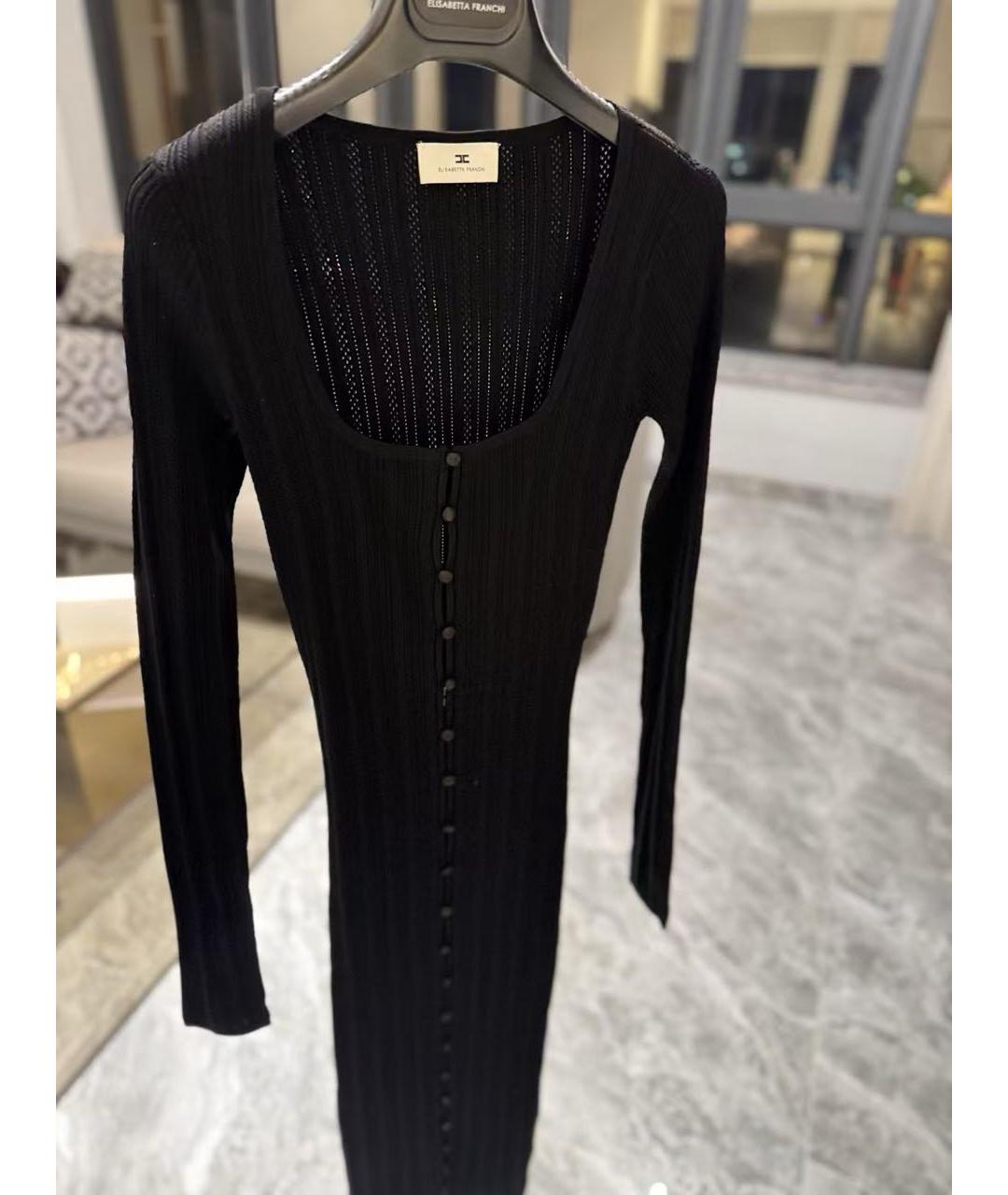 ELISABETTA FRANCHI Черное вискозное повседневное платье, фото 3
