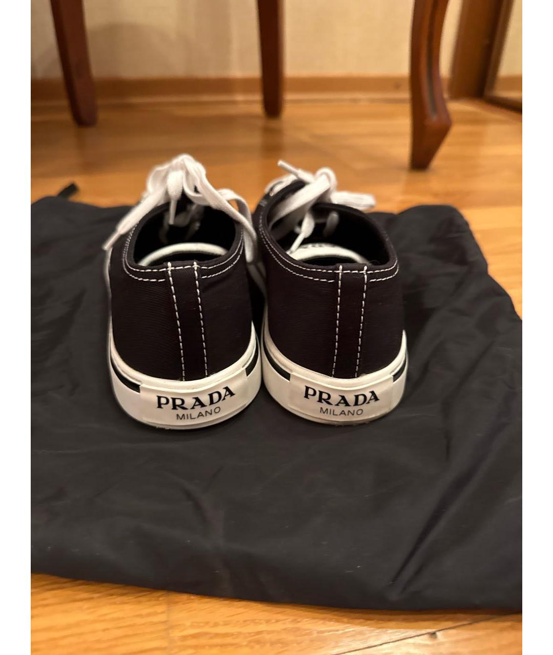 PRADA Черные текстильные кеды, фото 4