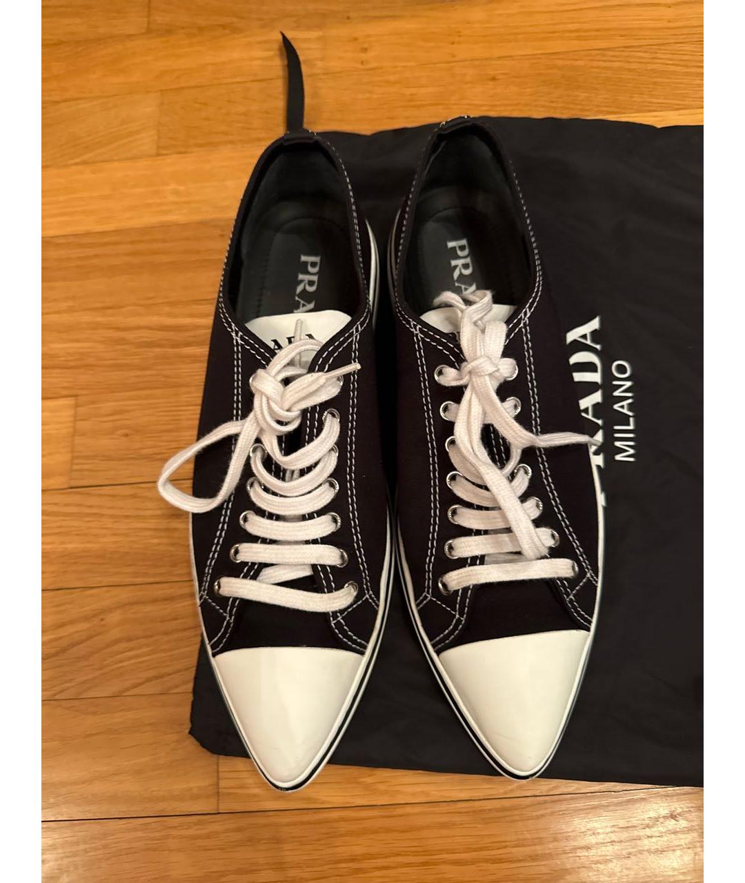 PRADA Черные текстильные кеды, фото 6