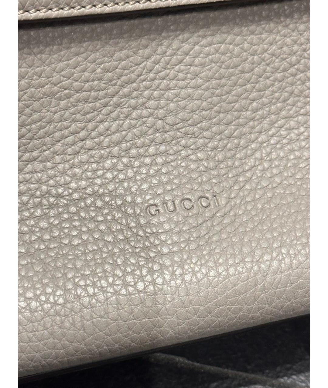 GUCCI Серая кожаная сумка с короткими ручками, фото 6