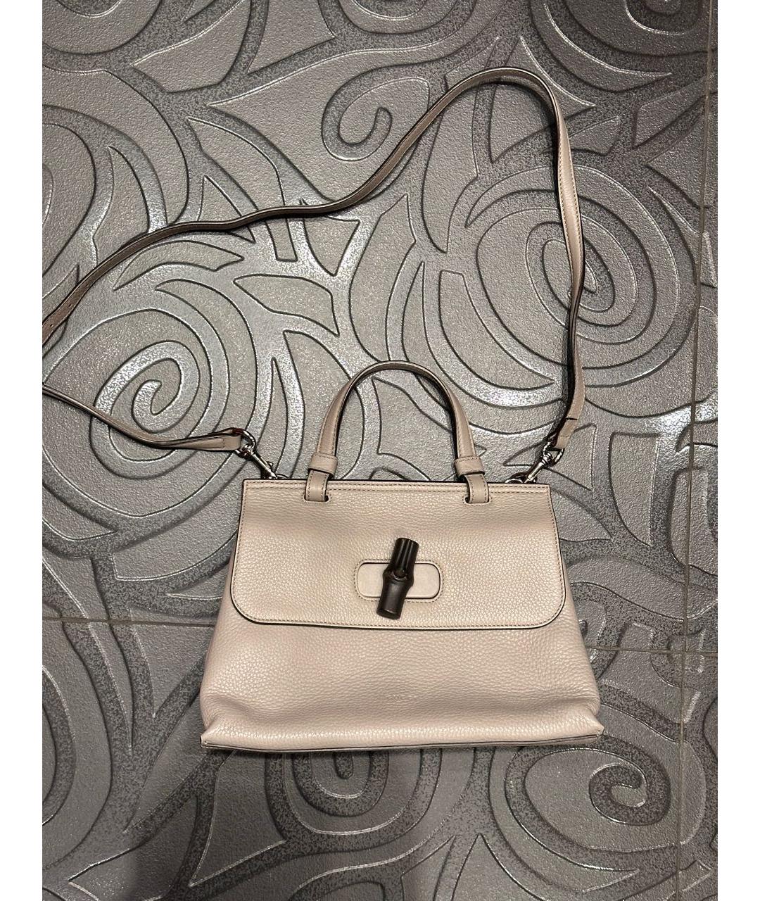 GUCCI Серая кожаная сумка с короткими ручками, фото 2