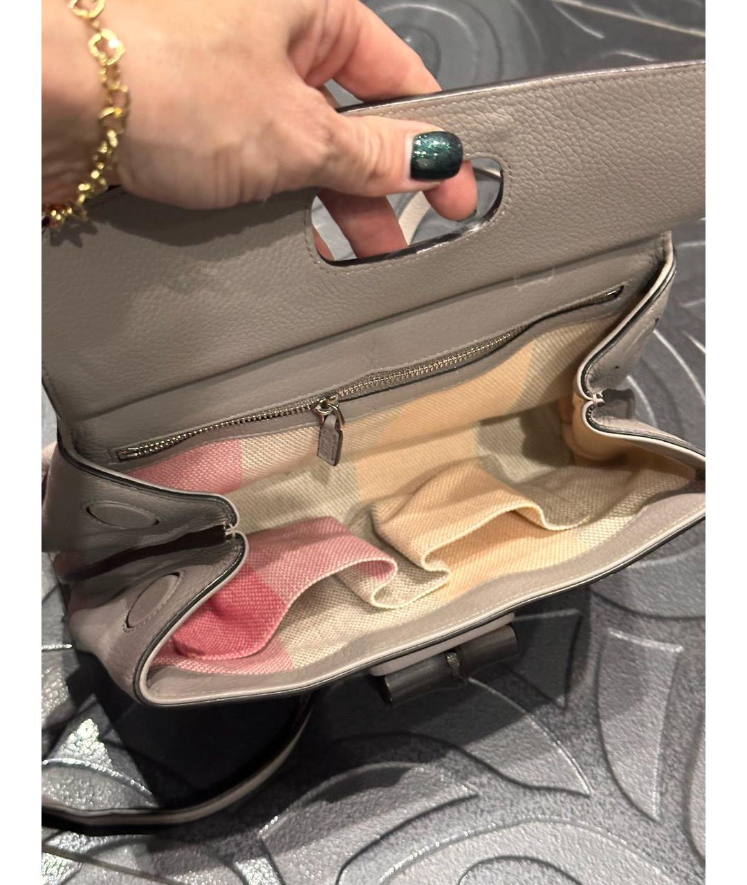 GUCCI Серая кожаная сумка с короткими ручками, фото 8
