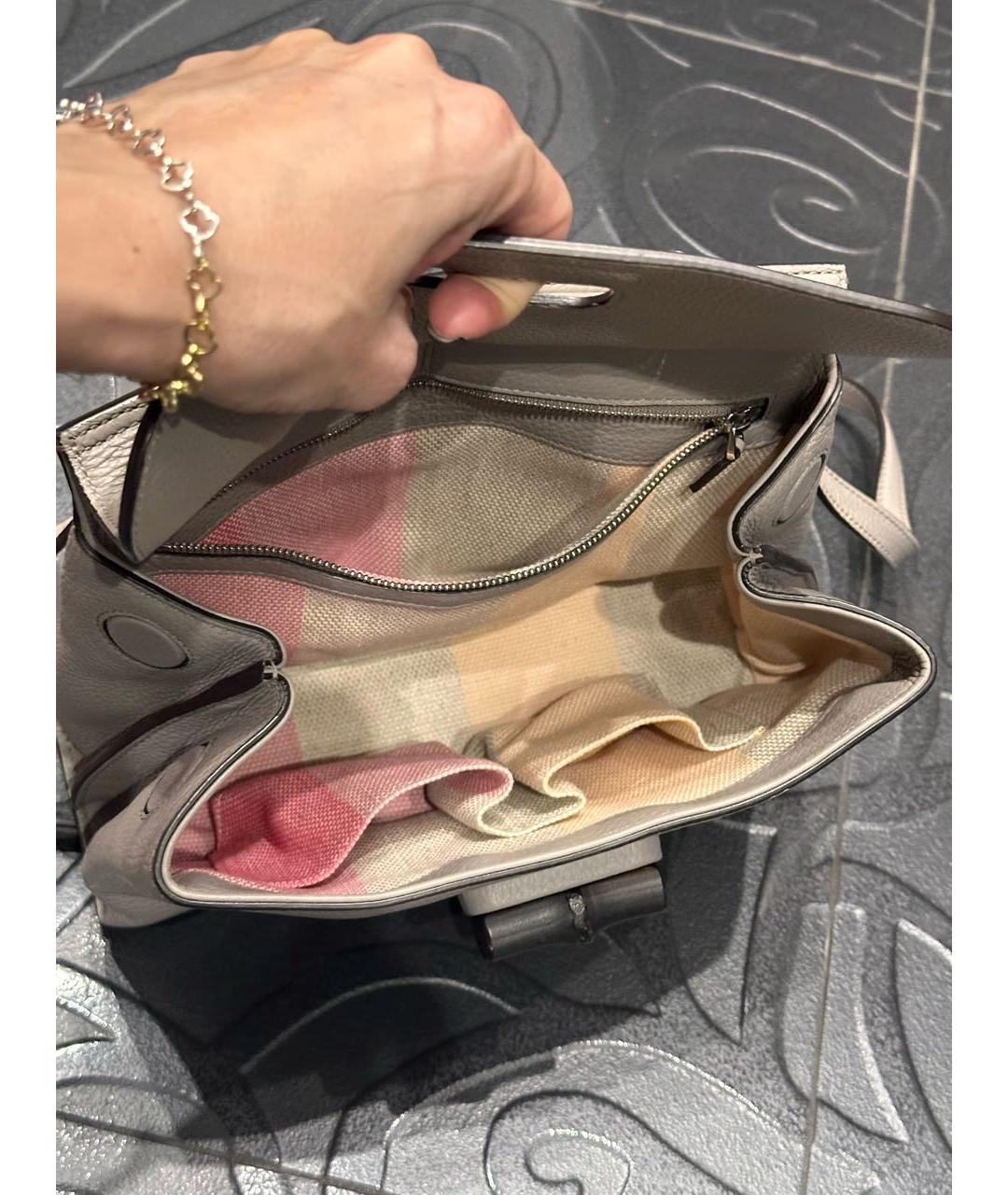 GUCCI Серая кожаная сумка с короткими ручками, фото 7