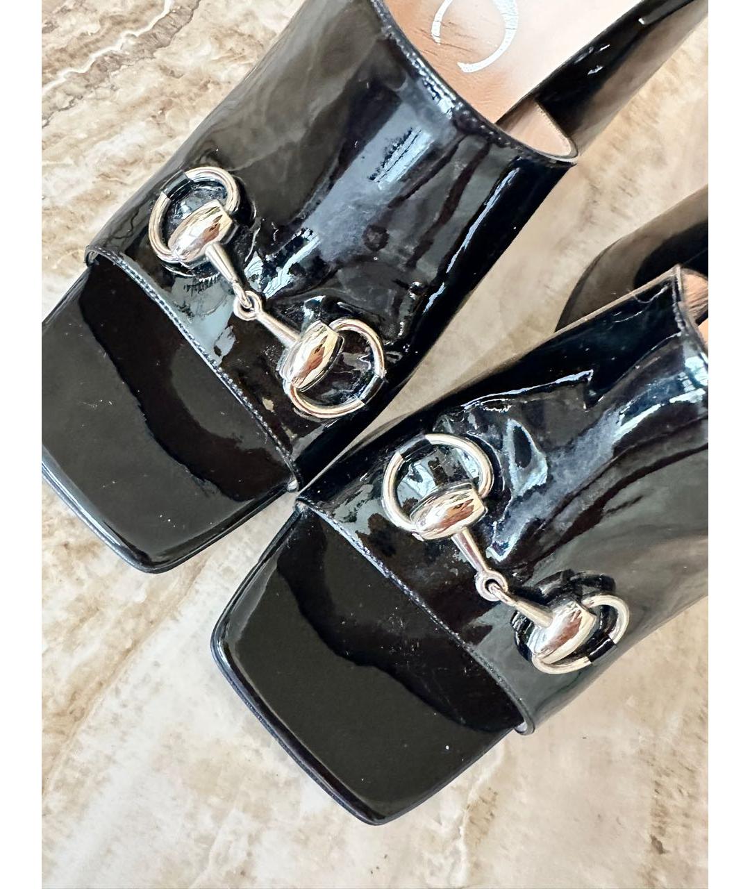 GUCCI Черные сабо из лакированной кожи, фото 7