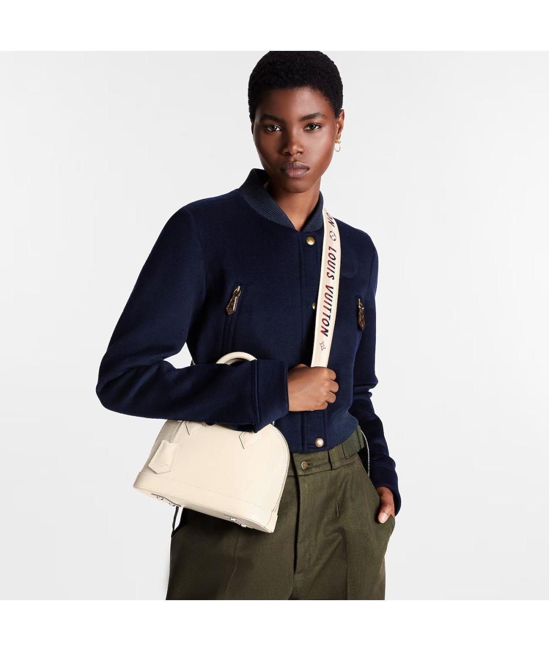 LOUIS VUITTON Белая кожаная сумка с короткими ручками, фото 3