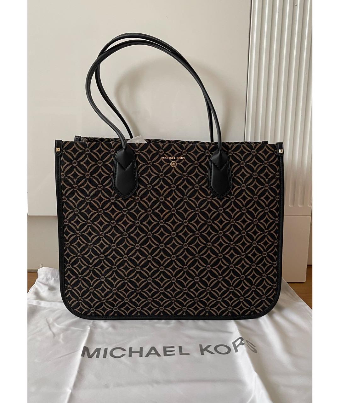 MICHAEL KORS Черная жаккардовая сумка тоут, фото 9
