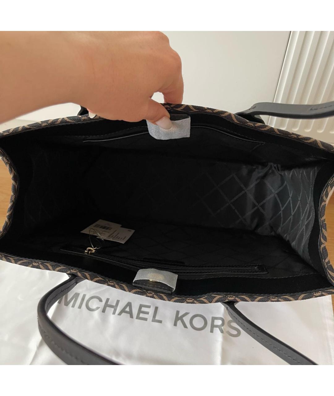 MICHAEL KORS Черная жаккардовая сумка тоут, фото 4