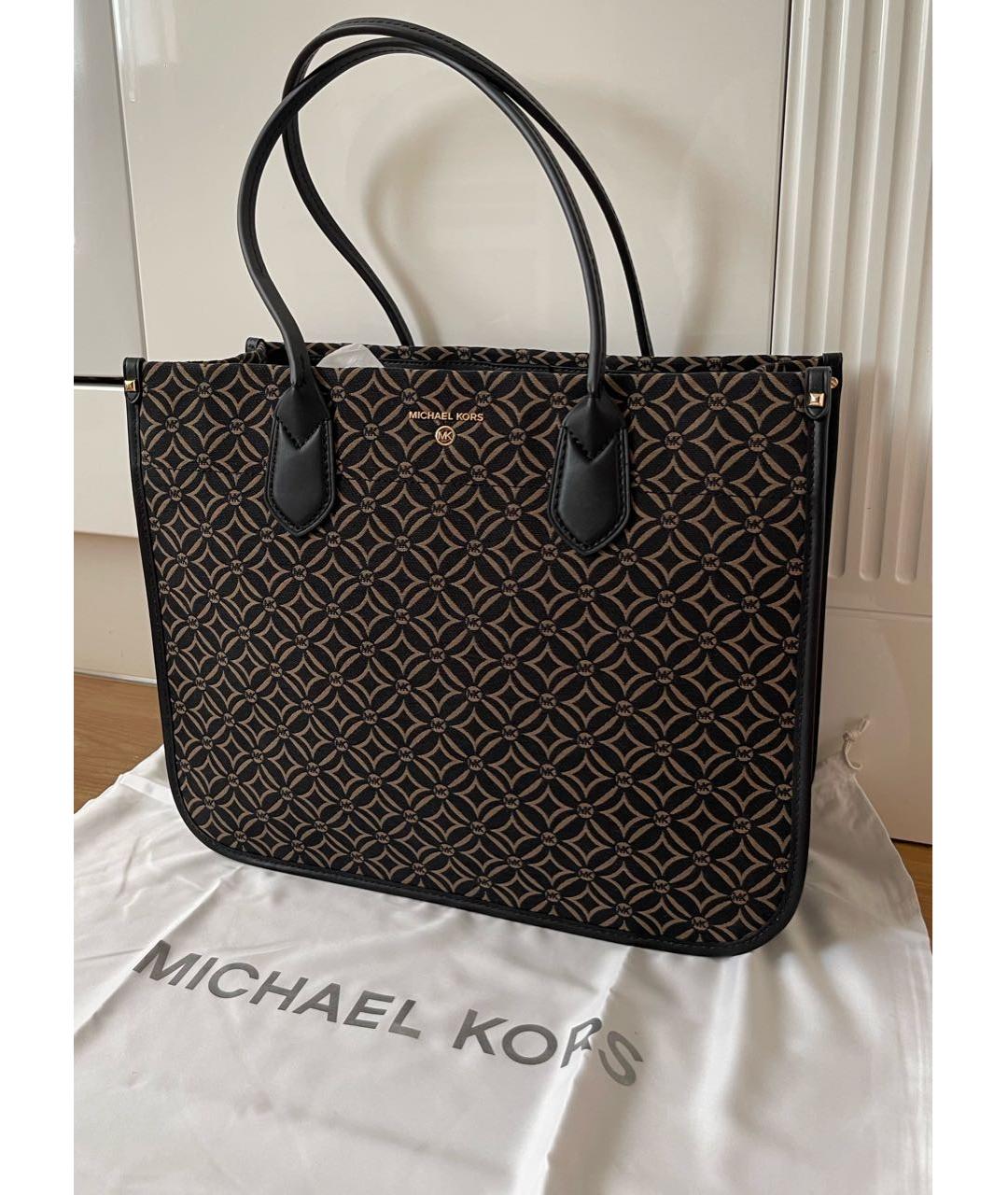 MICHAEL KORS Черная жаккардовая сумка тоут, фото 5