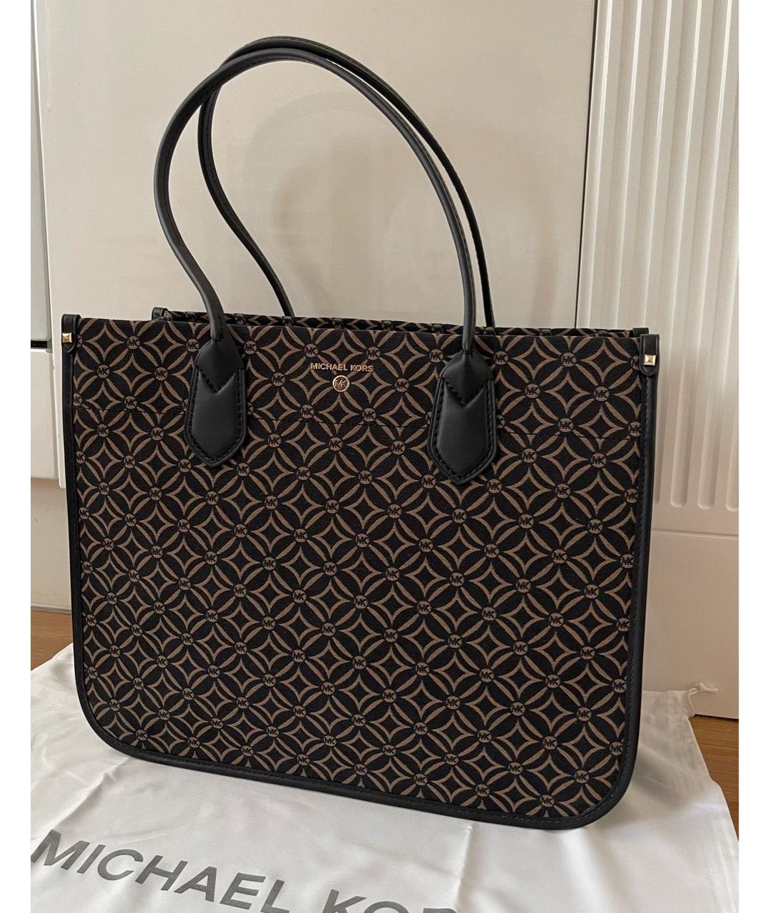 MICHAEL KORS Черная жаккардовая сумка тоут, фото 8