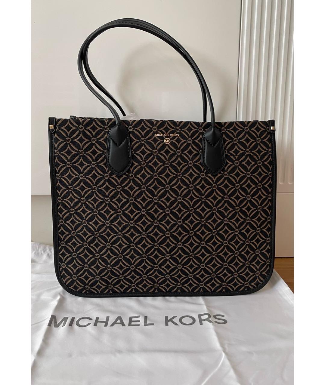 MICHAEL KORS Черная жаккардовая сумка тоут, фото 6