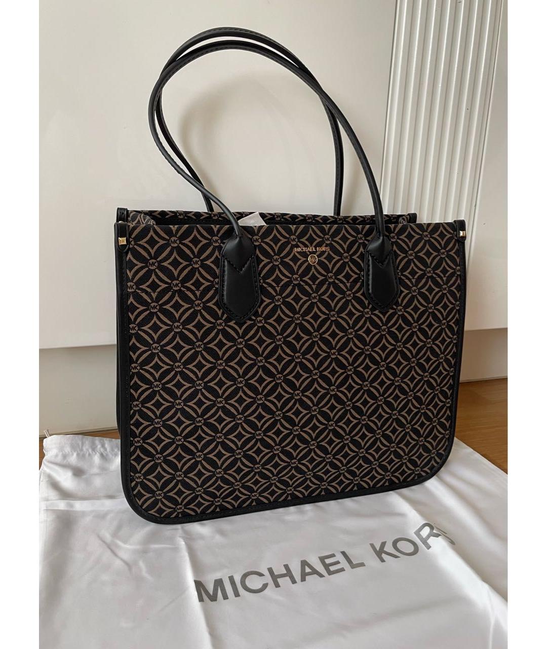 MICHAEL KORS Черная жаккардовая сумка тоут, фото 2