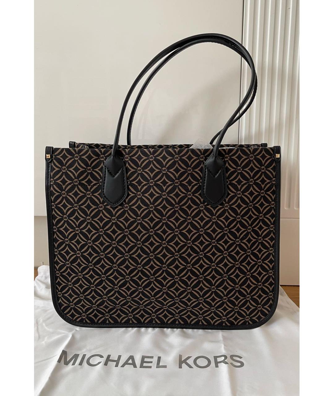 MICHAEL KORS Черная жаккардовая сумка тоут, фото 7
