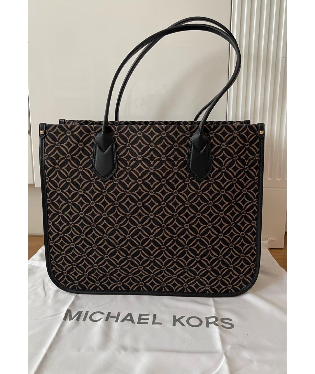 MICHAEL KORS Черная жаккардовая сумка тоут, фото 3