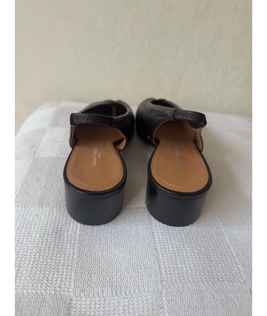 MAISON MARGIELA Черные кожаные лодочки на низком каблуке, фото 3